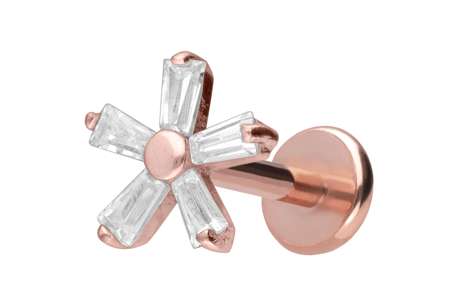 Titan Labret Piercing mit Push Fit KRISTALLBLUME